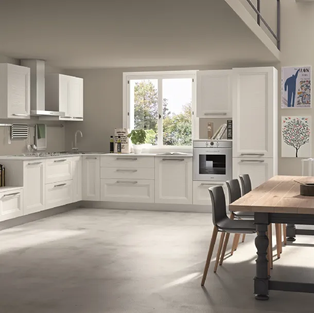Cucina Classica angolare Alba in Frassino finitura Bianco di Essebi