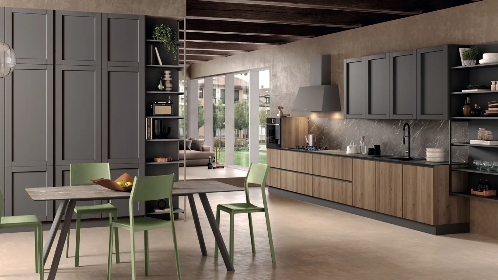 Cucina Moderna lineare Jazz composizione 07 in laminato e laccato di Essebi