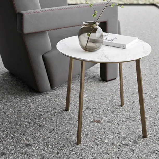 Tavolino Tondo Horizon in laminato con base in metallo di Mobilgam