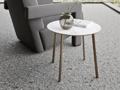 Tavolino Tondo Horizon in laminato con base in metallo di Mobilgam