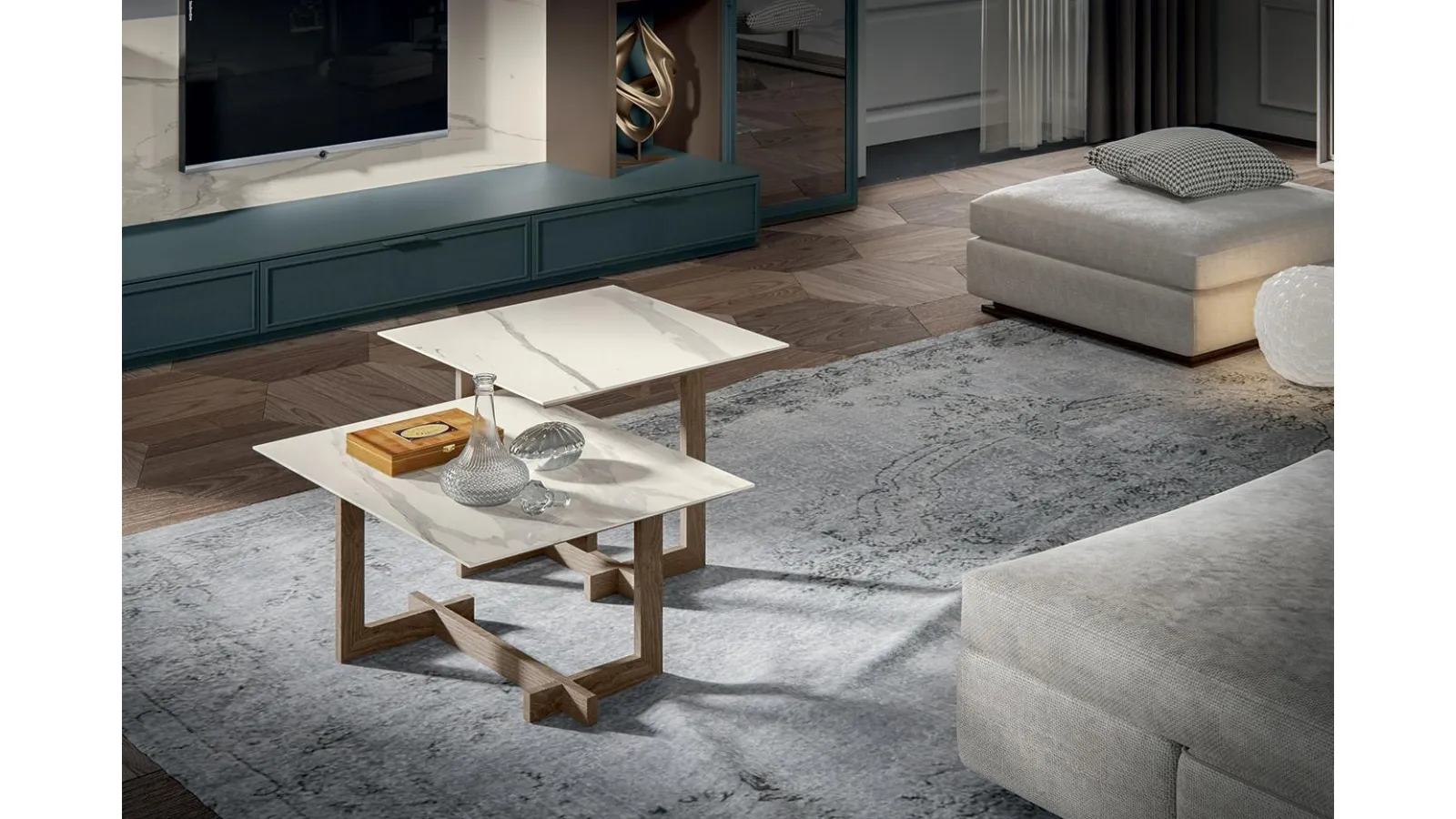 Tavolino Zen Horizon con top in laminato e base in legno di Mobilgam