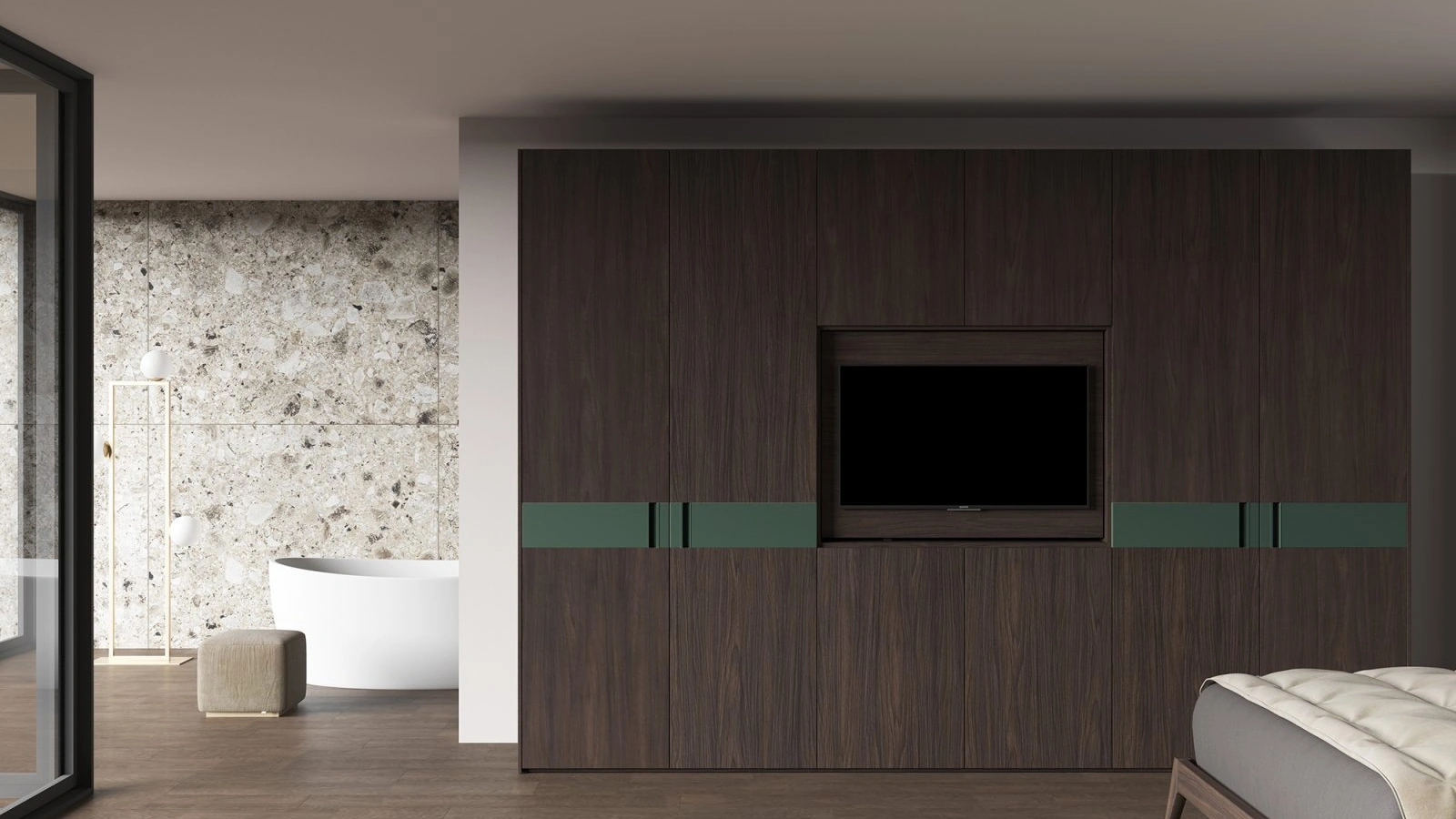 Armadio con ante battenti Aurora con porta TV di Favero