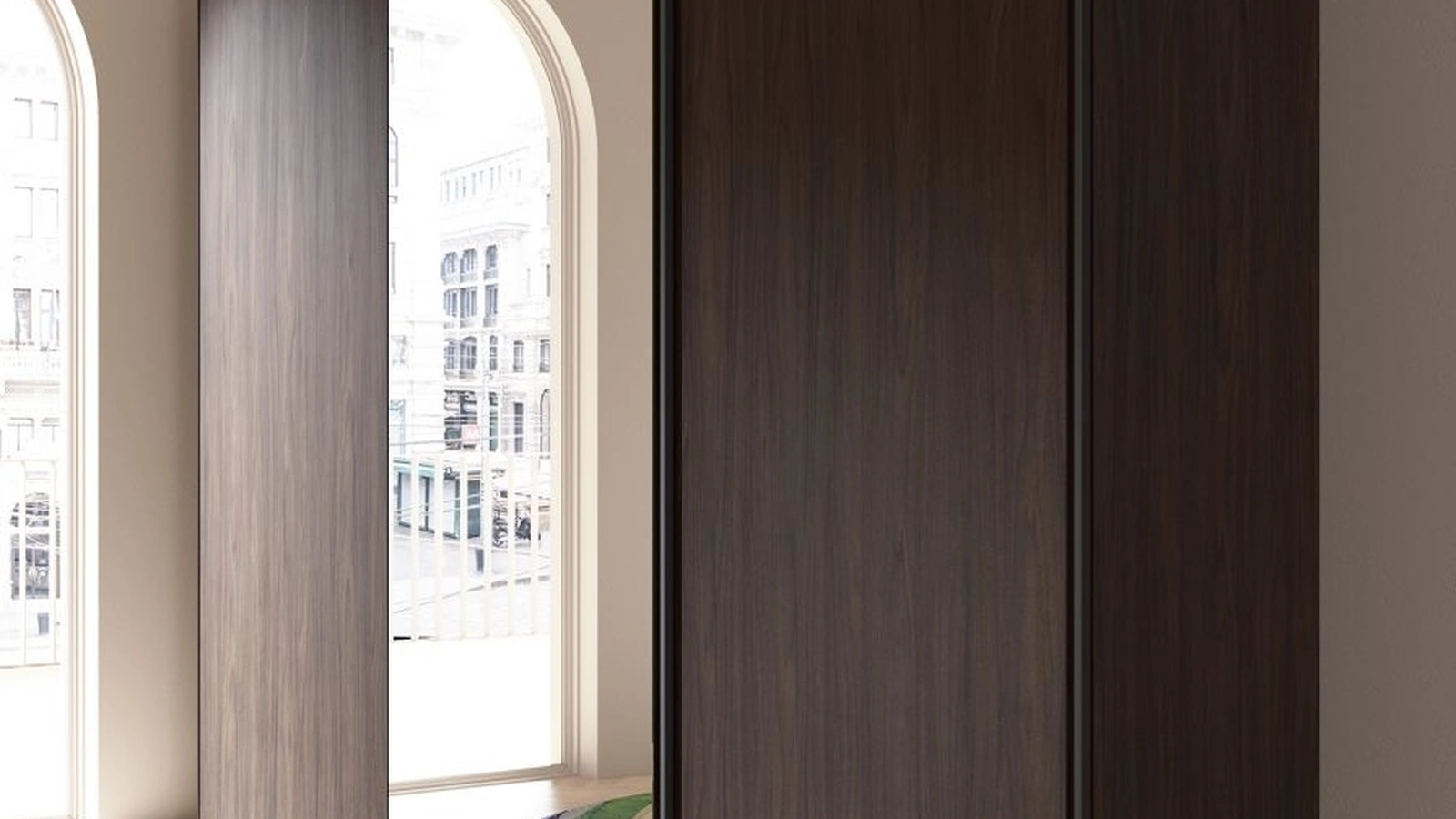 Armadio Liberty scorrevole in melaminico con anta centrale a specchio di Favero