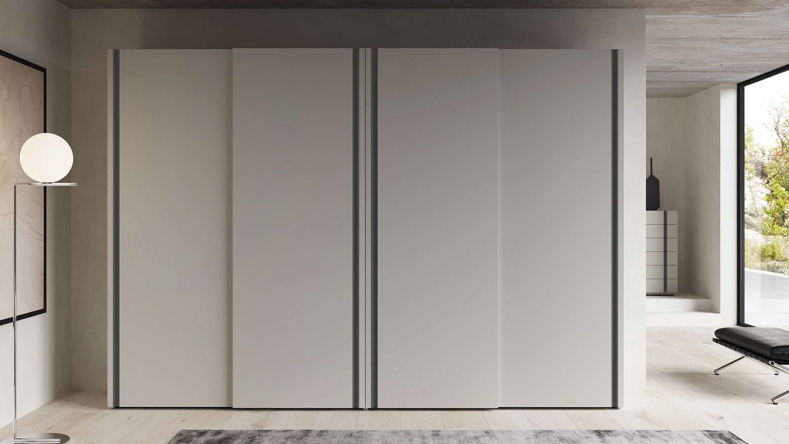 Armadio con ante scorrevoli Presa S laccato di Favero