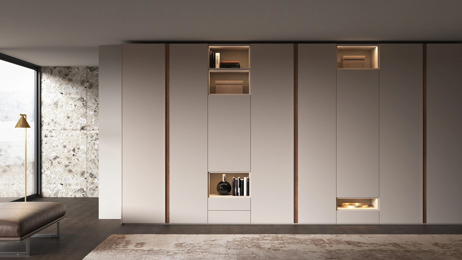 Armadio con ante battenti e porta TV orientabile Step di Favero