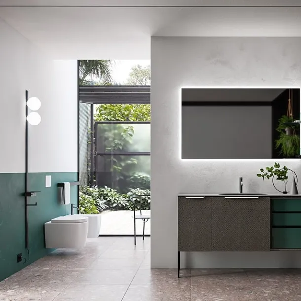 Mobile da Bagno Cartabianca in materico Intreccio e laccato Opaco di Cerasa