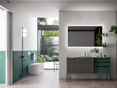 Mobile da Bagno Cartabianca in materico Intreccio e laccato Opaco di Cerasa