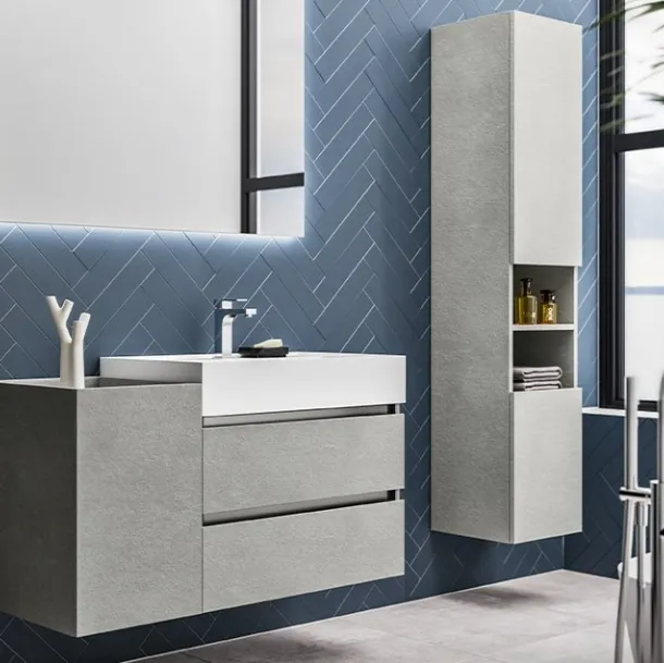 Mobile da Bagno Misura in nobilitato effetto Malta Grigio di Cerasa