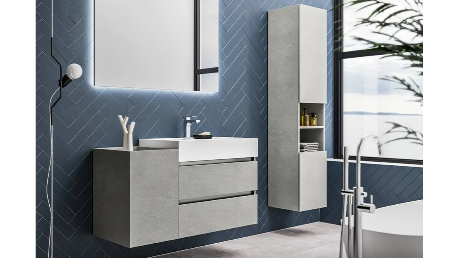 Mobile da Bagno Misura in nobilitato effetto Malta Grigio di Cerasa