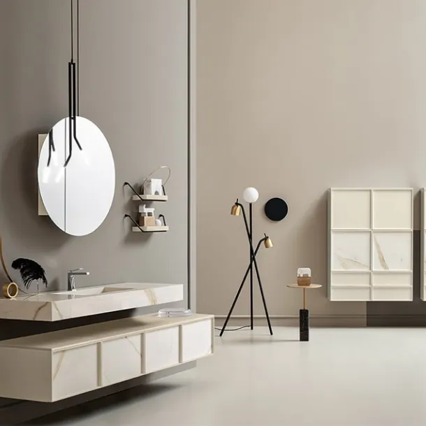 Mobile da Bagno Des con frontali Laminam Calacatta Oro di Cerasa