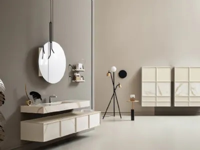 Mobile da Bagno Des con frontali Laminam Calacatta Oro di Cerasa