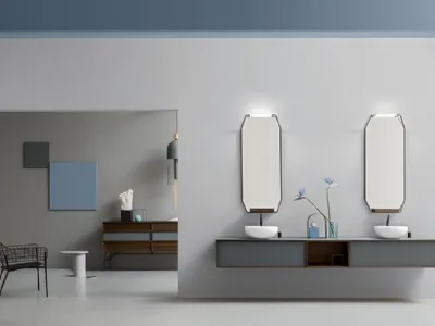 Mobile da Bagno Des con Top e Frontali in cristallo sabbiato Grafite di Cerasa