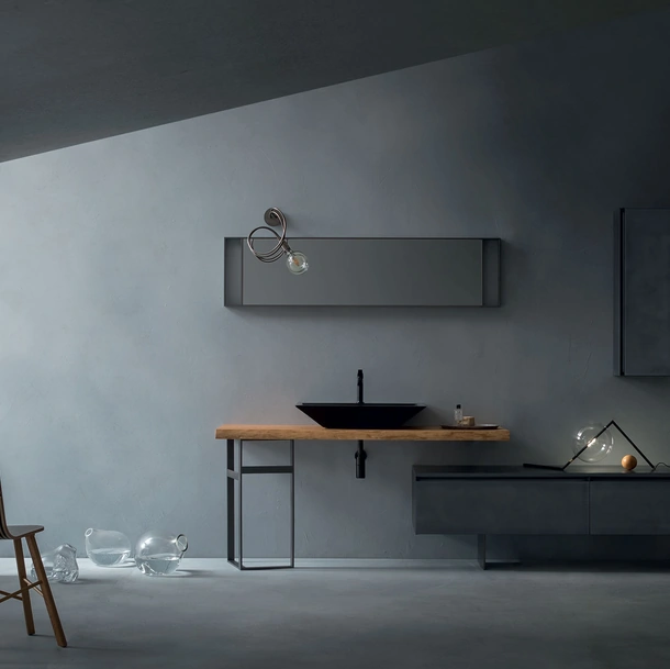 Mobile da Bagno Eden 00 in laccato con top lavabo in legno massello di Cerasa