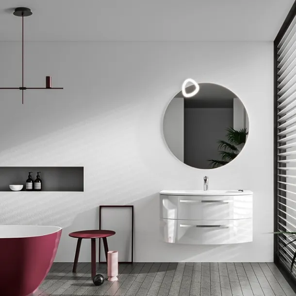 Mobile da Bagno Misura in laccato Bianco Lucido di Cerasa
