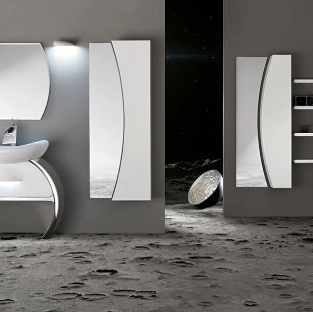 Mobile da Bagno Moon con base con Cassettone Bianco Lucido di Cerasa