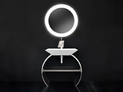 Mobile da Bagno Moon con base cromata e lavabo Diamante di Cerasa
