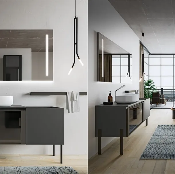 Mobile da Bagno Segno in Grigio Minerale di Cerasa