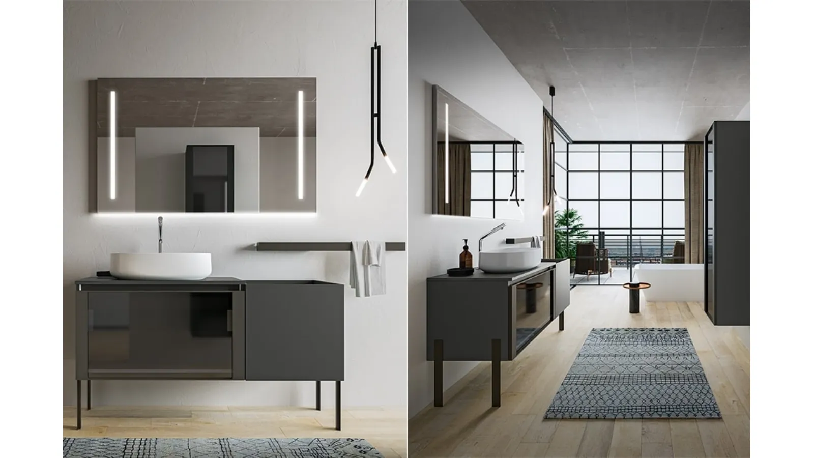 Mobile da Bagno Segno in Grigio Minerale di Cerasa