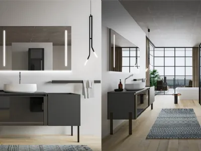 Mobile da Bagno Segno in Grigio Minerale di Cerasa