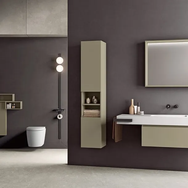 Mobile da Bagno Segno in Grigio Olivastro di Cerasa