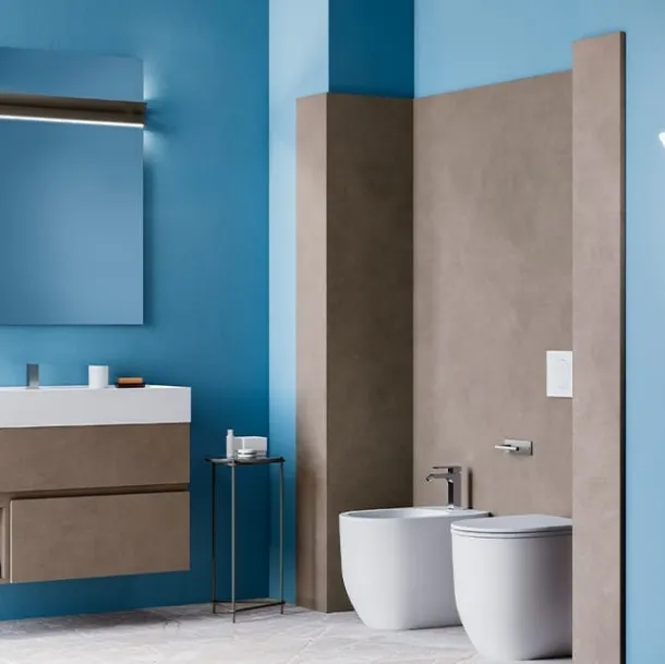 Mobile da Bagno sospeso Single in nobilitato effetto Malta color Talpa di Cerasa