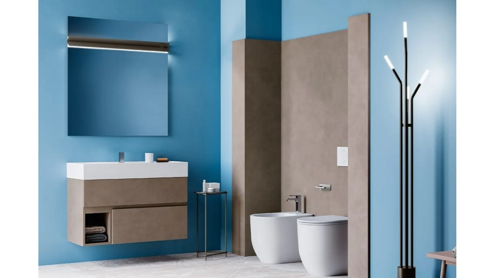 Mobile da Bagno sospeso Single in nobilitato effetto Malta color Talpa di Cerasa