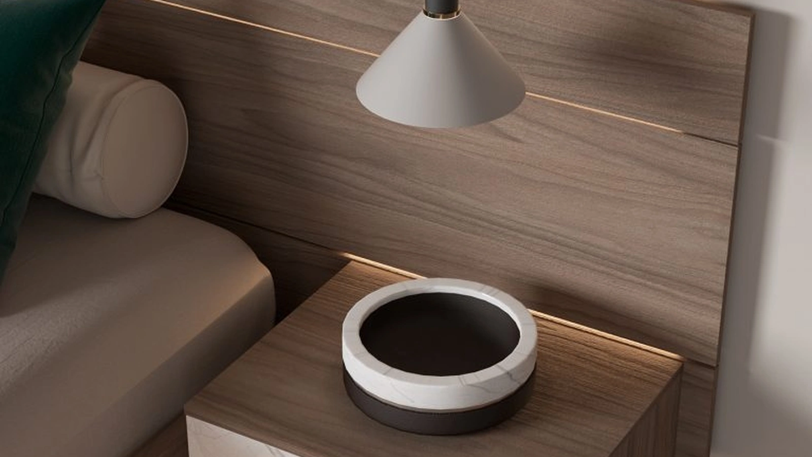 Comodino Riflessi in vetro finitura Marmo Statuario di Favero