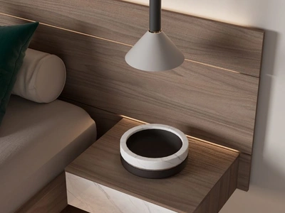 Comodino Riflessi in vetro finitura Marmo Statuario di Favero