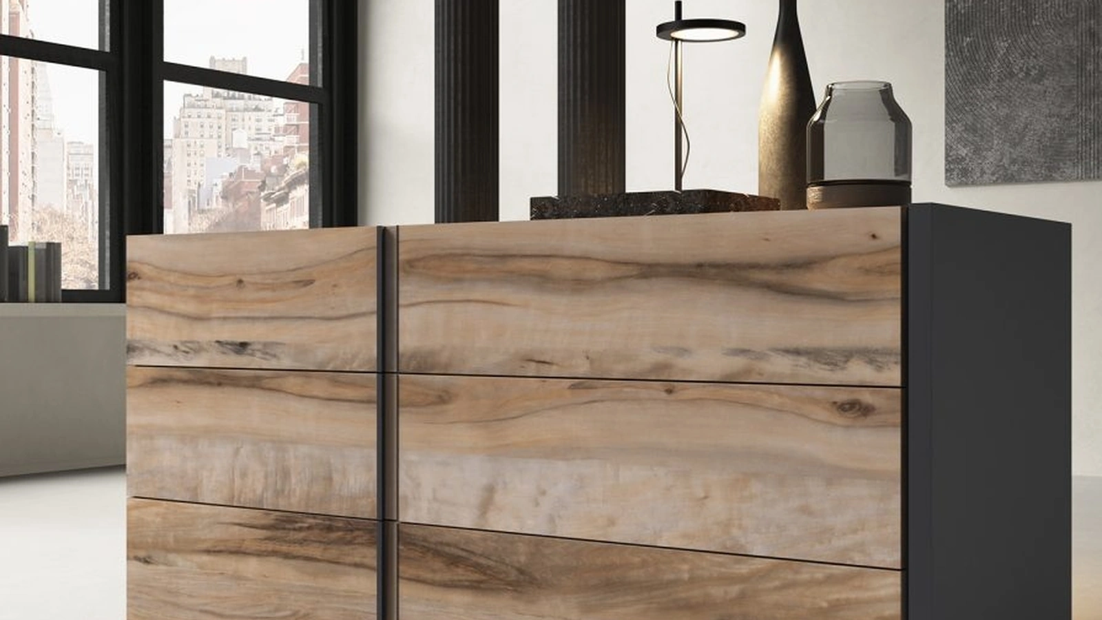 Comò Segno finitura Acero Fossile di Favero