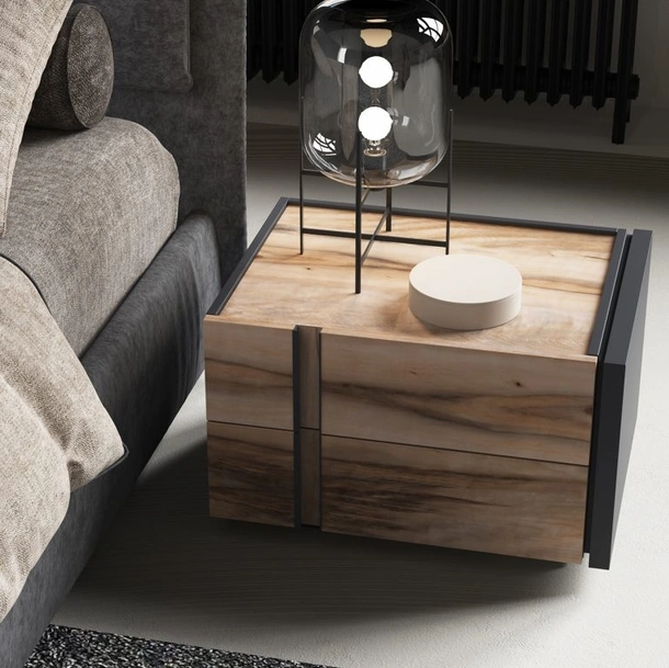 Comodino Segno finitura Acero Fossile di Favero