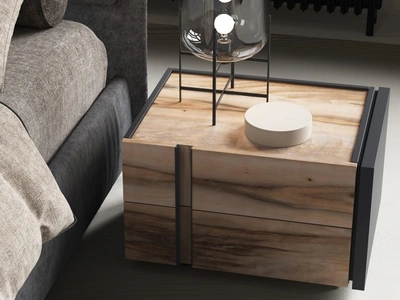 Comodino Segno finitura Acero Fossile di Favero