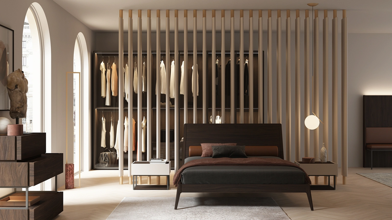 Letto matrimoniale con testiera B-Line di Favero