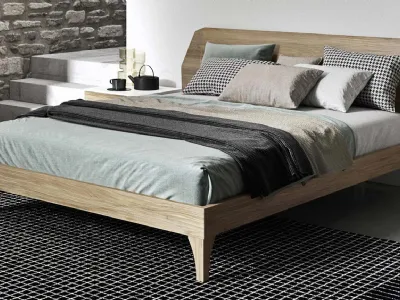 Letto in essenza legno con testiera Coloniale di Mab