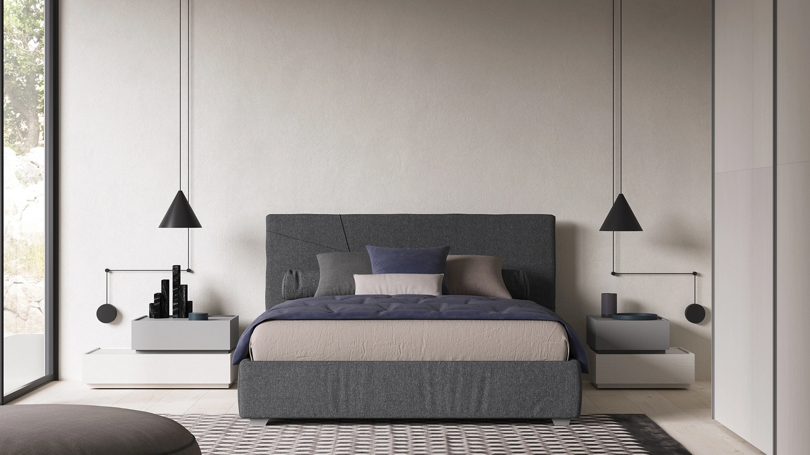 Letto in tessuto imbottito Diana di Favero