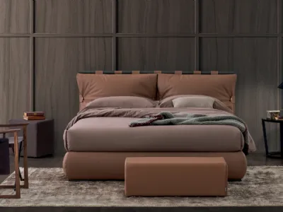 Letto in pelle Dual Round con box contenitore di Oggioni