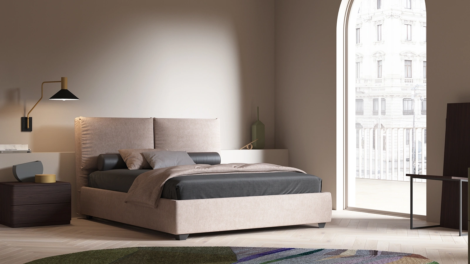 Letto in tessuto imbottito Enjoy di Favero