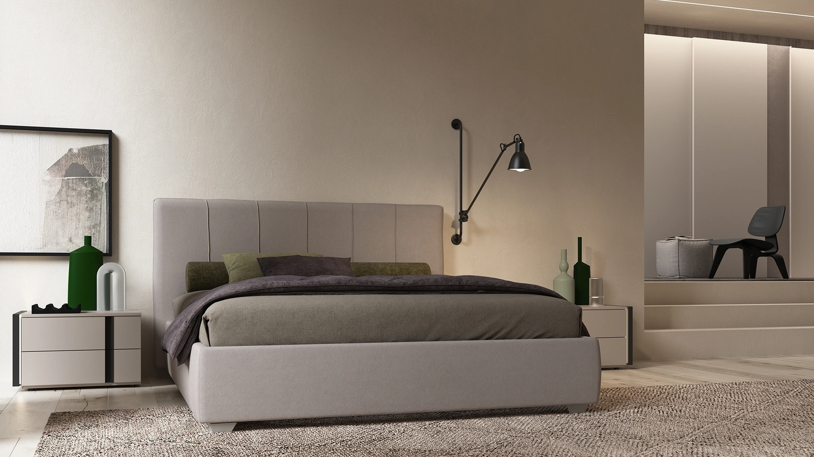 Letto in tessuto con testiera Bend di Favero