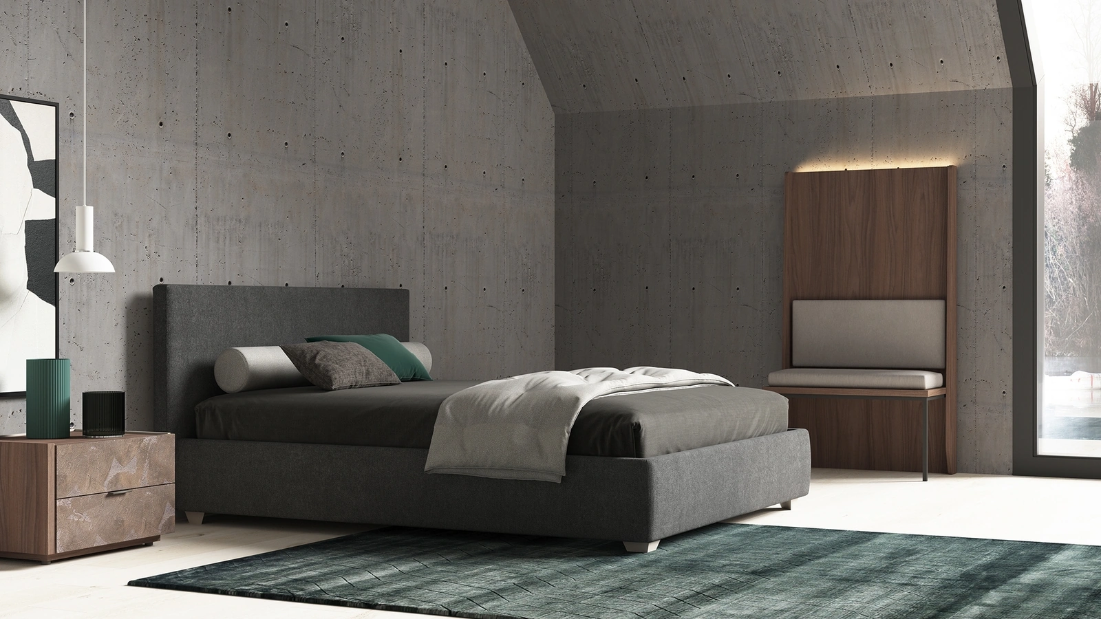 Letto matrimoniale in tessuto Duke di Favero