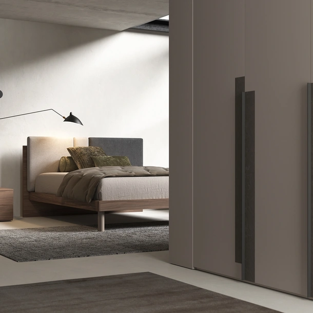 Letto Mosaico in melaminico e tessuto di Favero