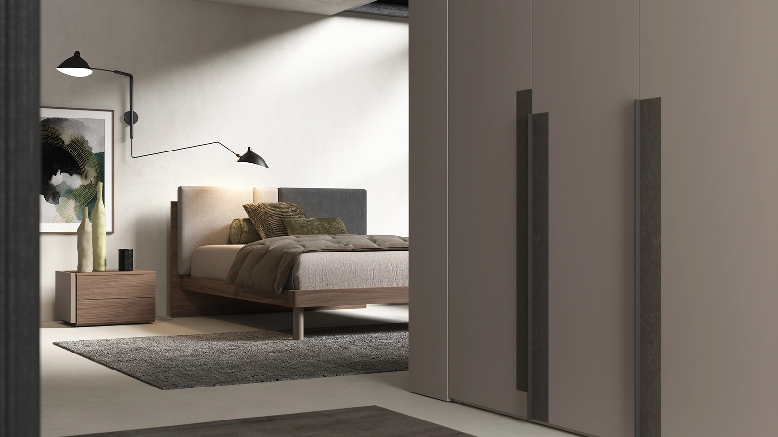 Letto Mosaico in melaminico e tessuto di Favero