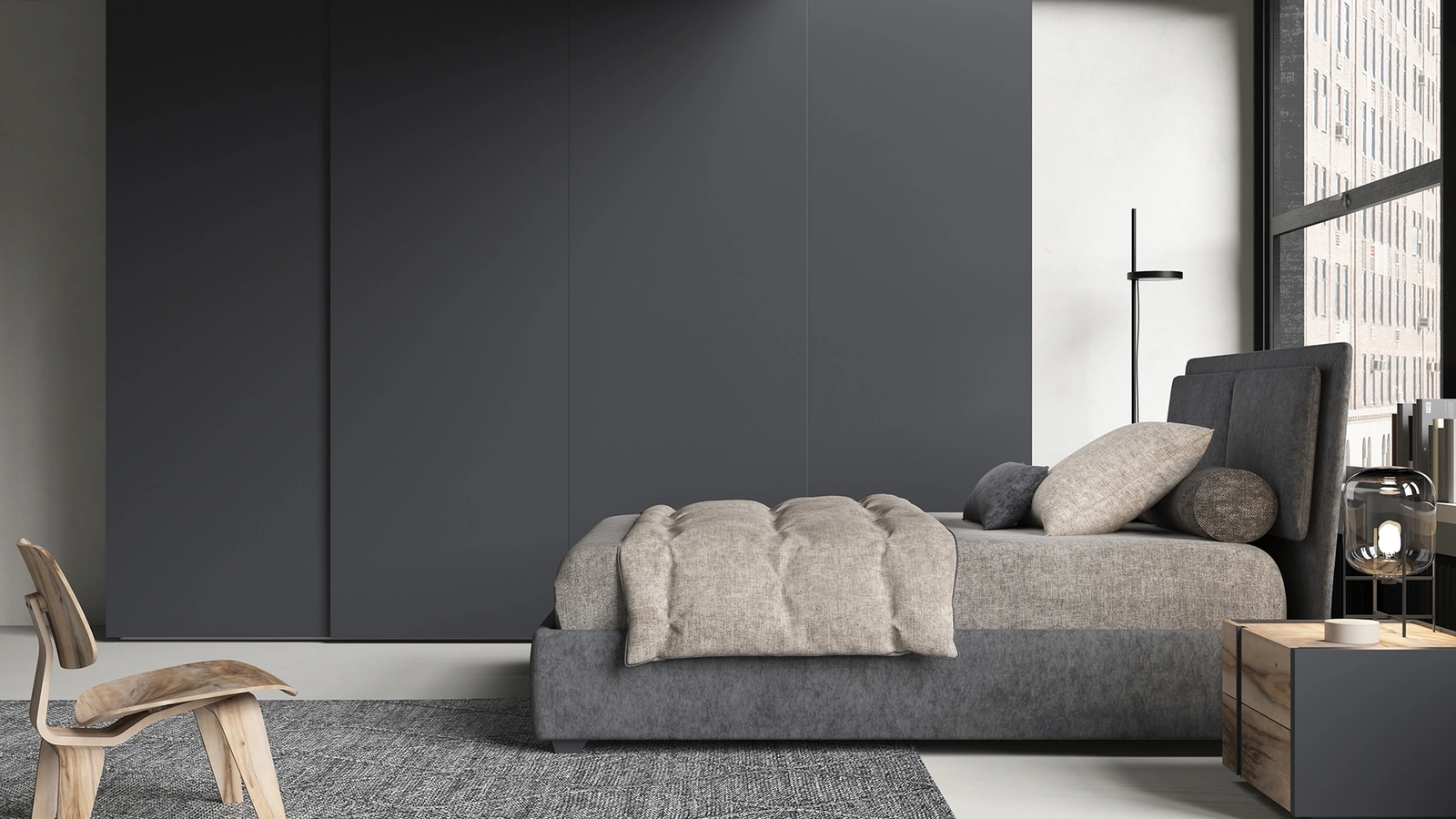 Letto in tessuto con testiera Orizzonte di Favero