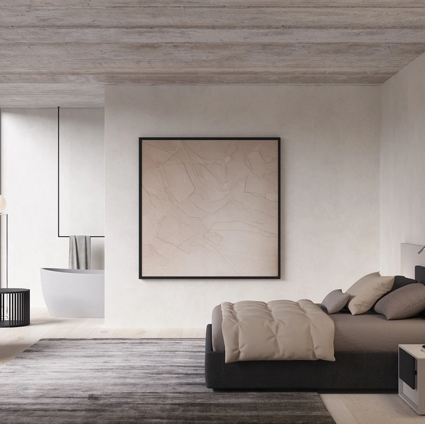 Letto in tessuto con testiera Poker di Favero