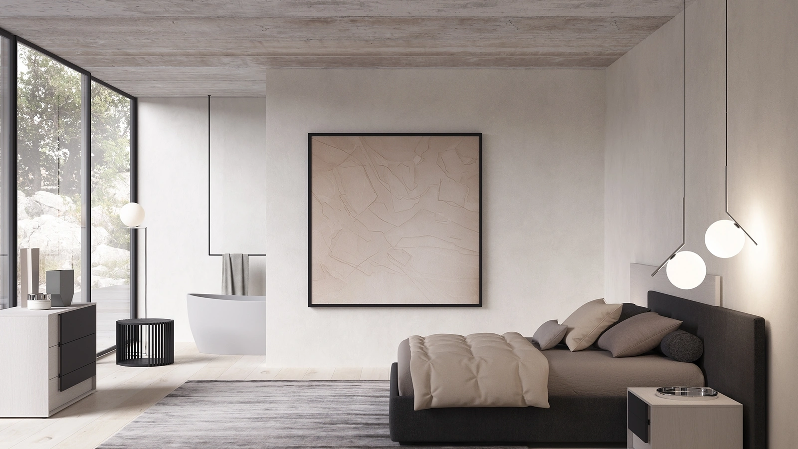 Letto in tessuto con testiera Poker di Favero