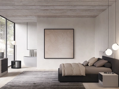 Letto in tessuto con testiera Poker di Favero