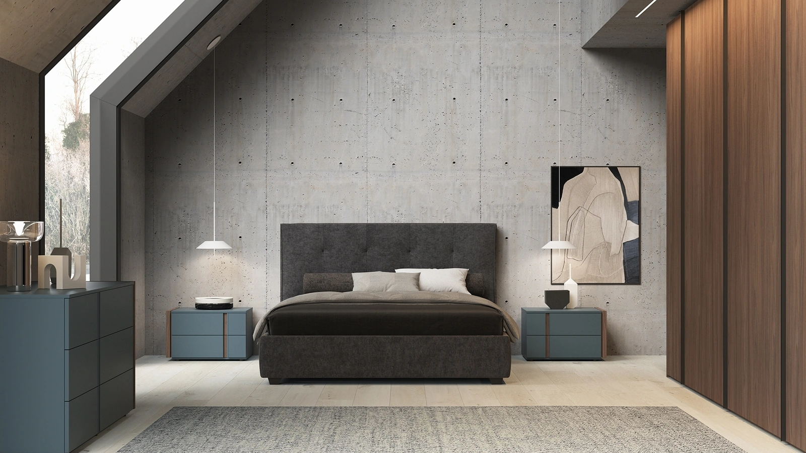 Letto in tessuto con testiera Snap di Favero