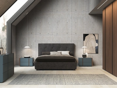 Letto in tessuto con testiera Snap di Favero