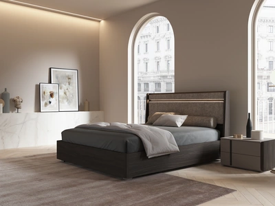 Letto in melaminico con pannello testiera in tessuto Hug di Favero