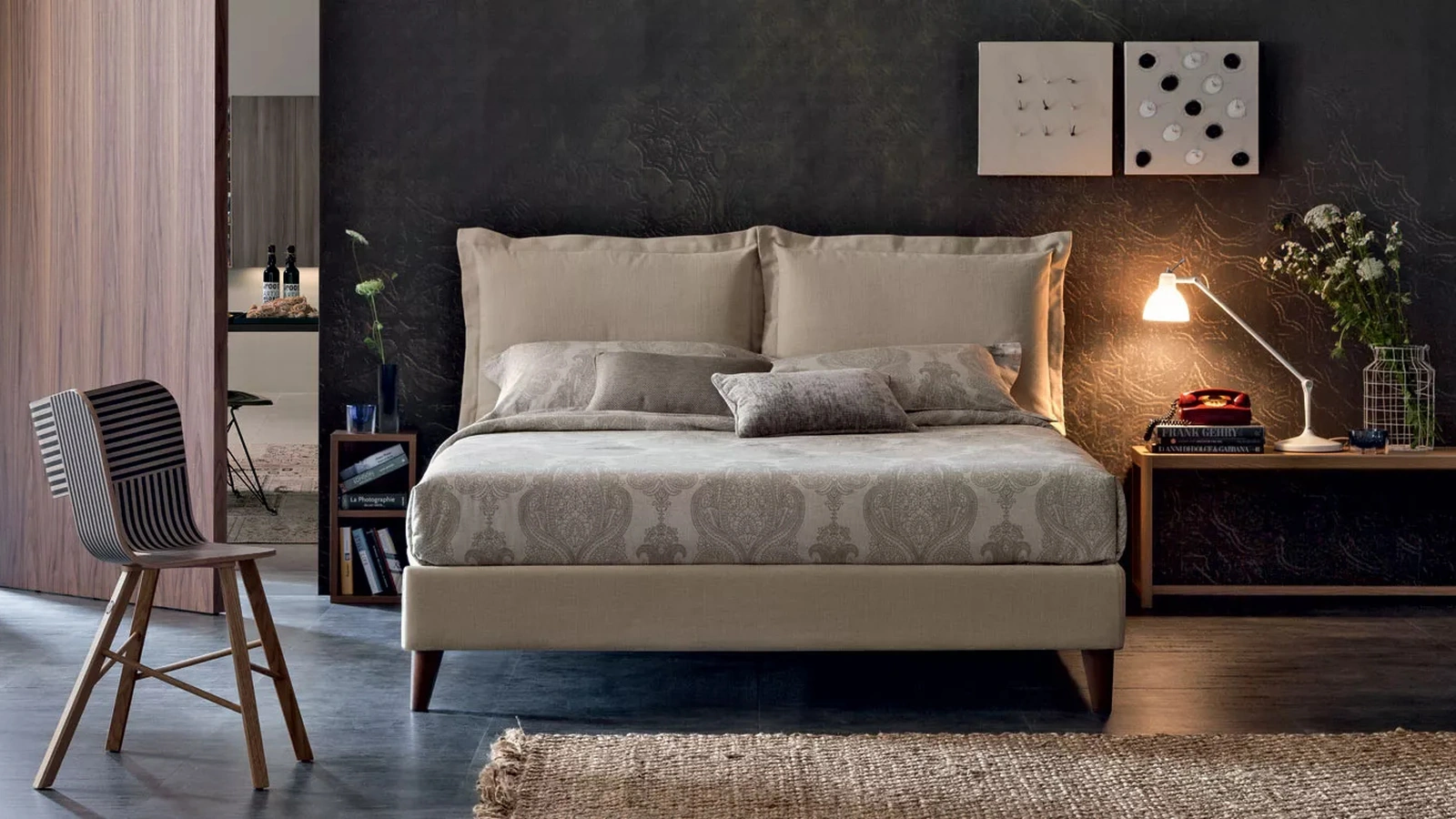 Letto in tessuto Vivian con box contenitore di Oggioni