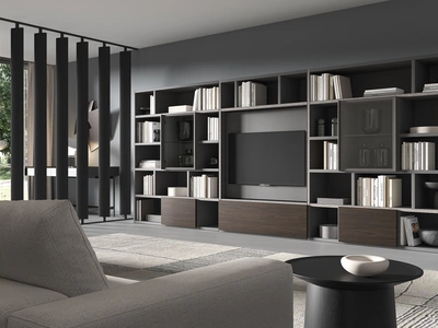 Libreria a muro 7RF5000 in melaminico con bordi rivestiti in tessuto di Favero