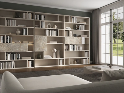 Libreria 7RF5001 finitura Cashmere con ante effetto marmo di Favero
